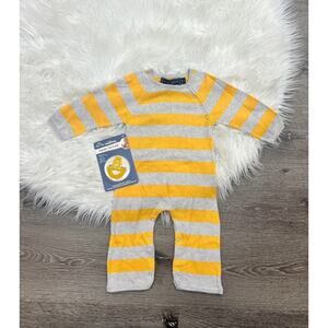 Toobydoo Yellow & Grey Striped Cotton Cashmere Jumpsuit B10615‎ 6/12month